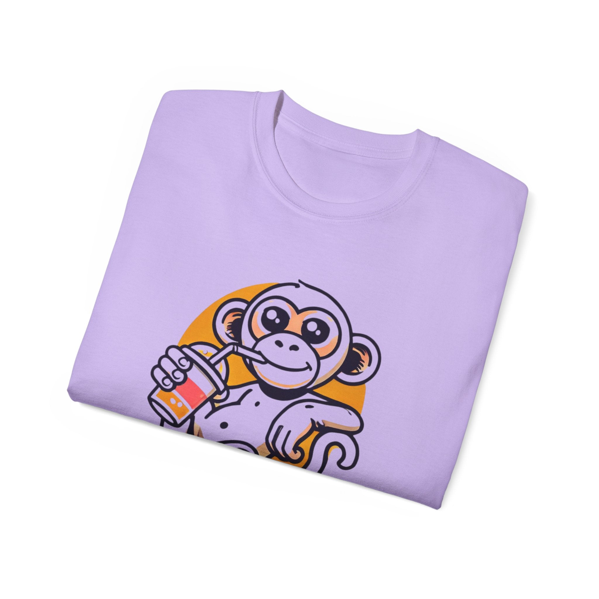 Life Is Good Monkey T‑Shirt — Cute Cartoon Monkey Drinking Juice Tee