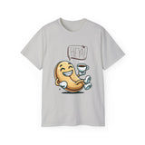 Coffee Bean Cartoon Tee — "Heya!" Cute Morning Coffee T-Shirt
