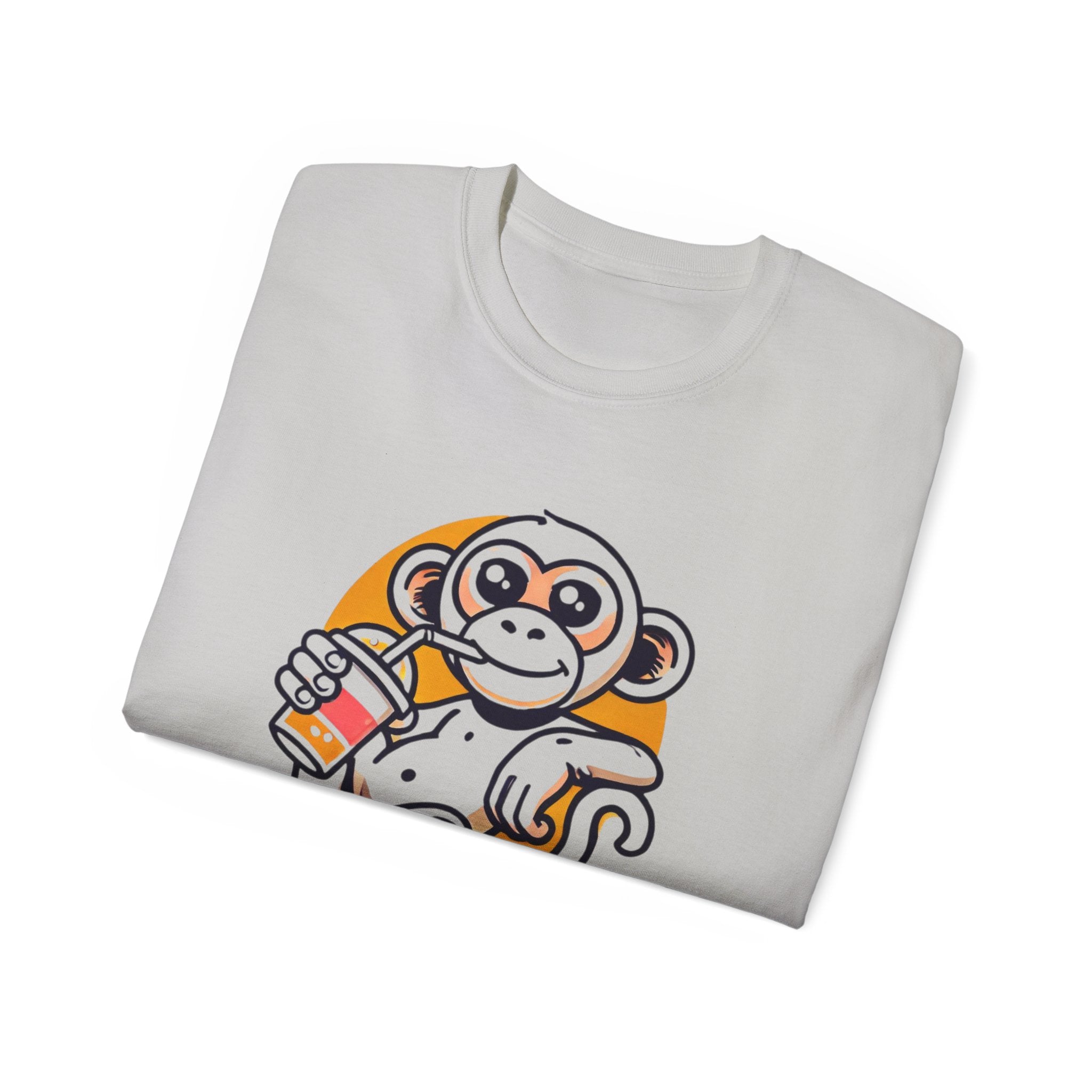 Life Is Good Monkey T‑Shirt — Cute Cartoon Monkey Drinking Juice Tee