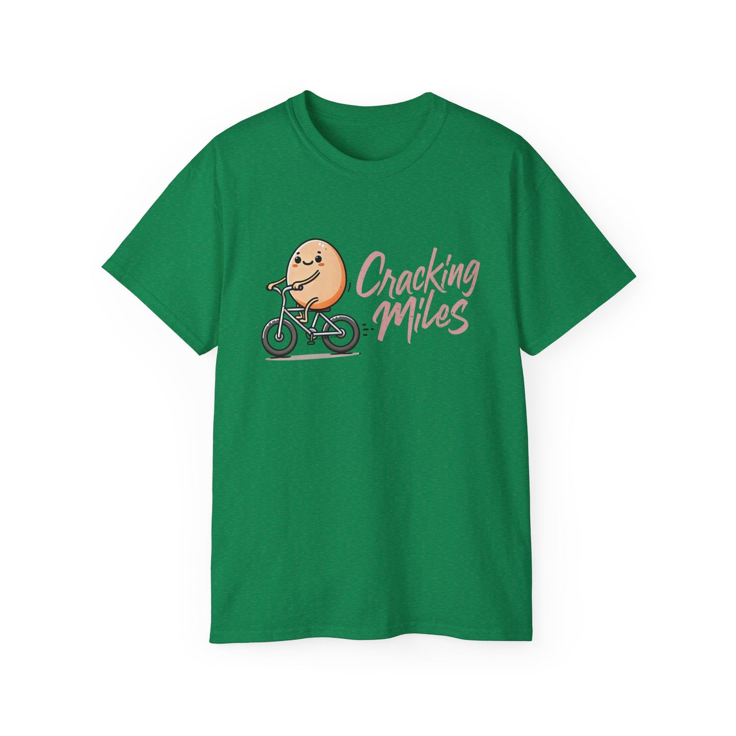 Cracking Miles Cycling T‑Shirt — Cute Egg Biker Tee