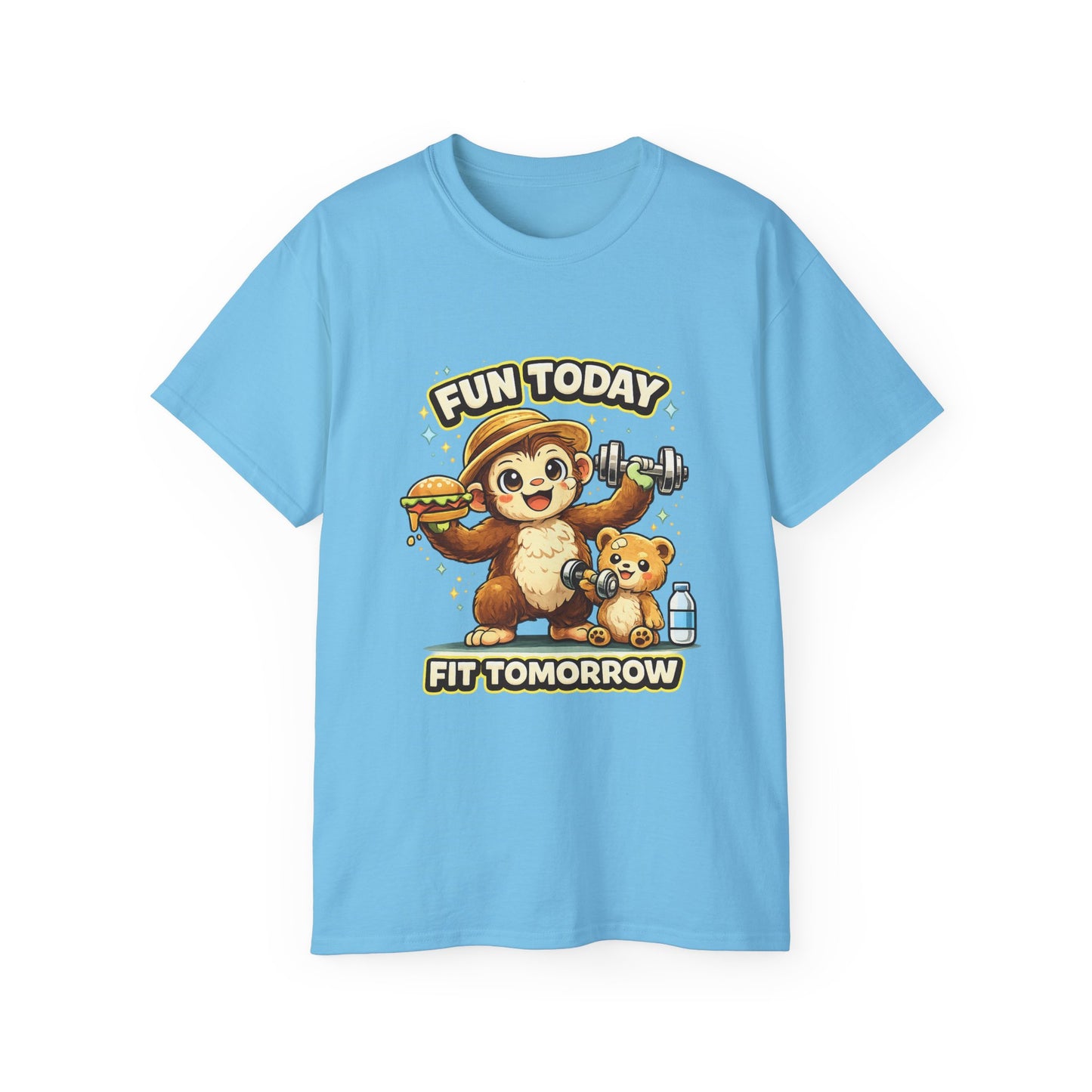 T-Shirt — “Fun Today, Fit Tomorrow” Sloth Workout Graphic Tee