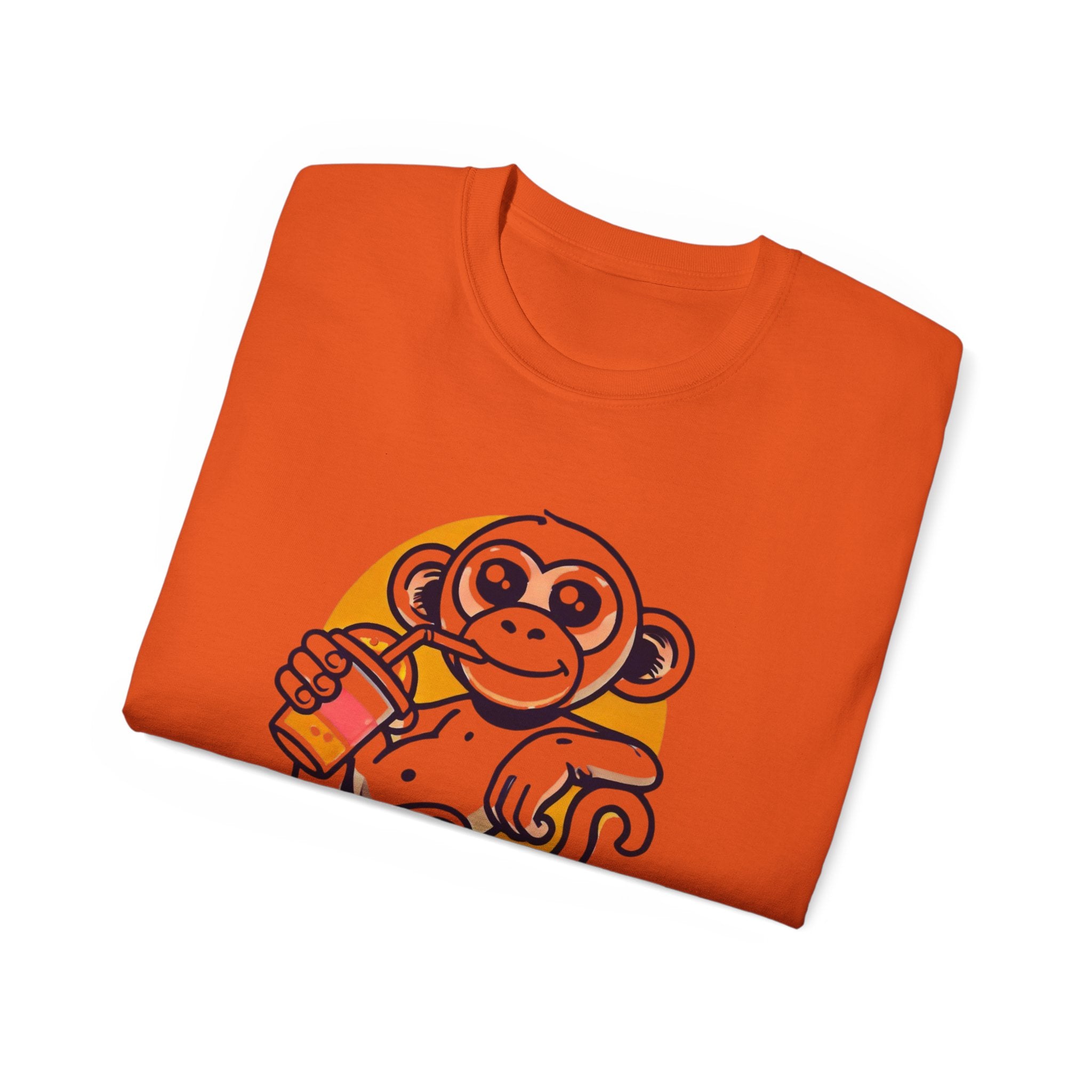 Life Is Good Monkey T‑Shirt — Cute Cartoon Monkey Drinking Juice Tee