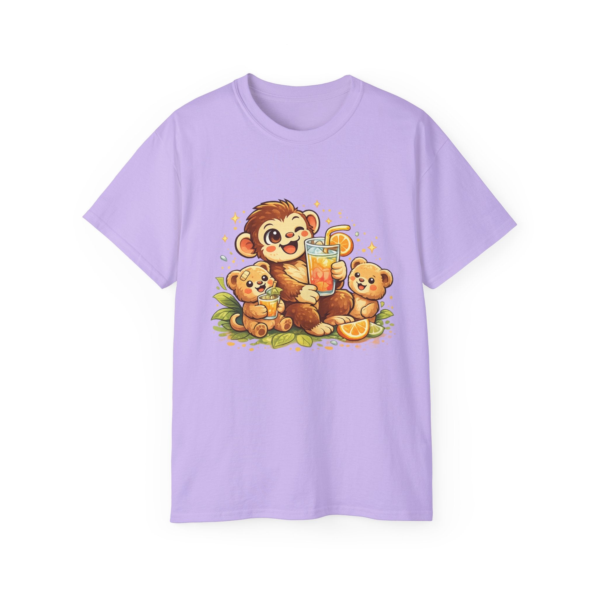 Cute Monkey Family Orange Juice T‑Shirt — Playful Tropical Kids Tee