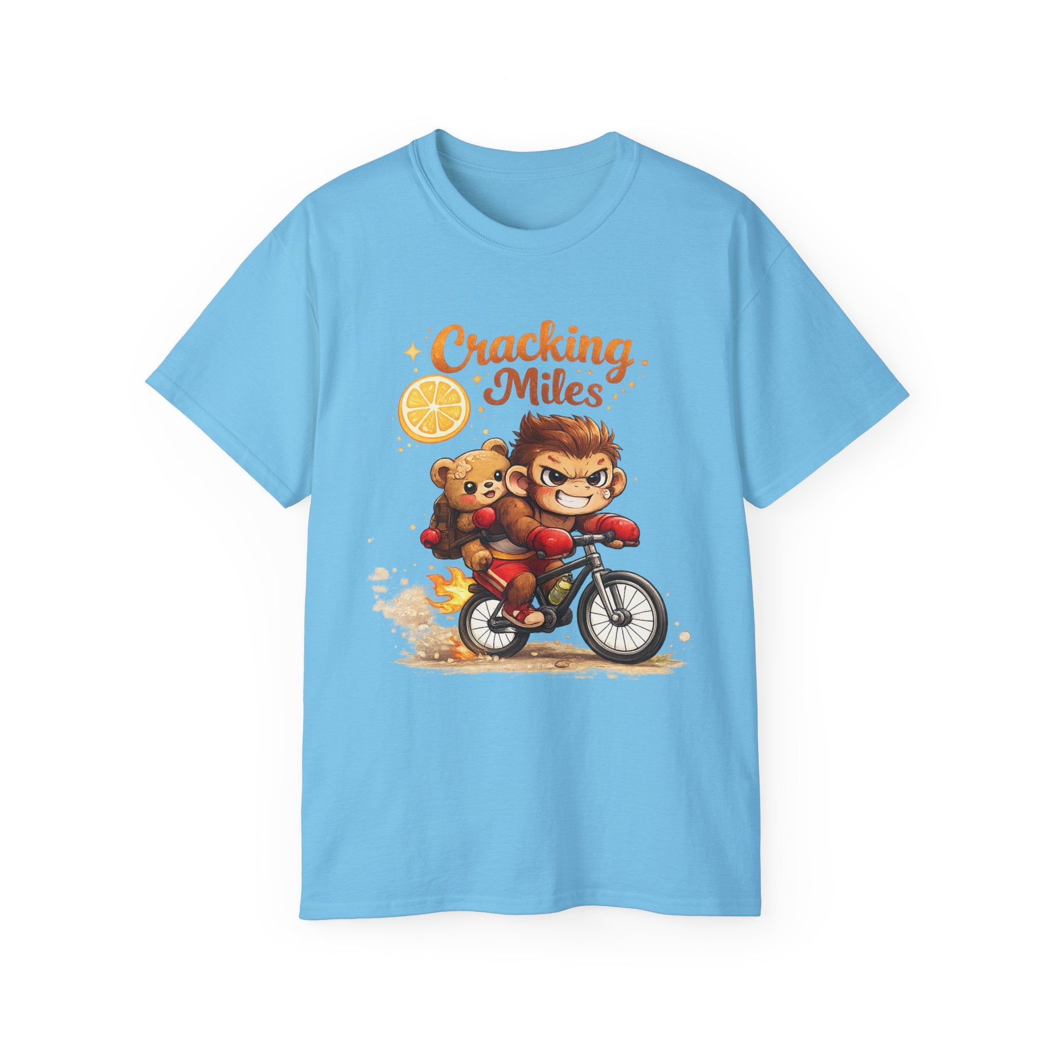 Cracking Miles Monkey Bike Tee — Cute Bear Rider Graphic T-Shirt