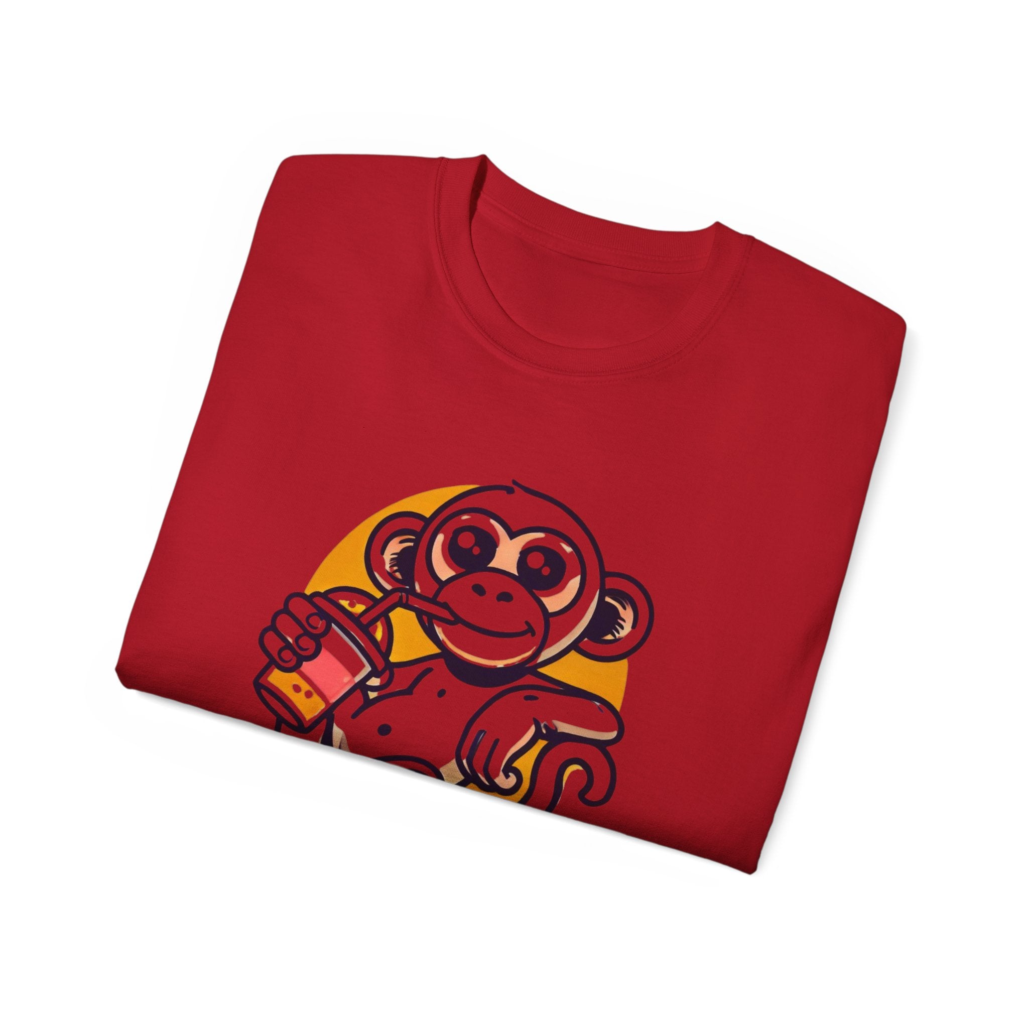 Life Is Good Monkey T‑Shirt — Cute Cartoon Monkey Drinking Juice Tee