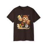 Cute Hedgehog Riding Bike T‑Shirt — Adorable Cartoon Animal Tee (With Teddy)