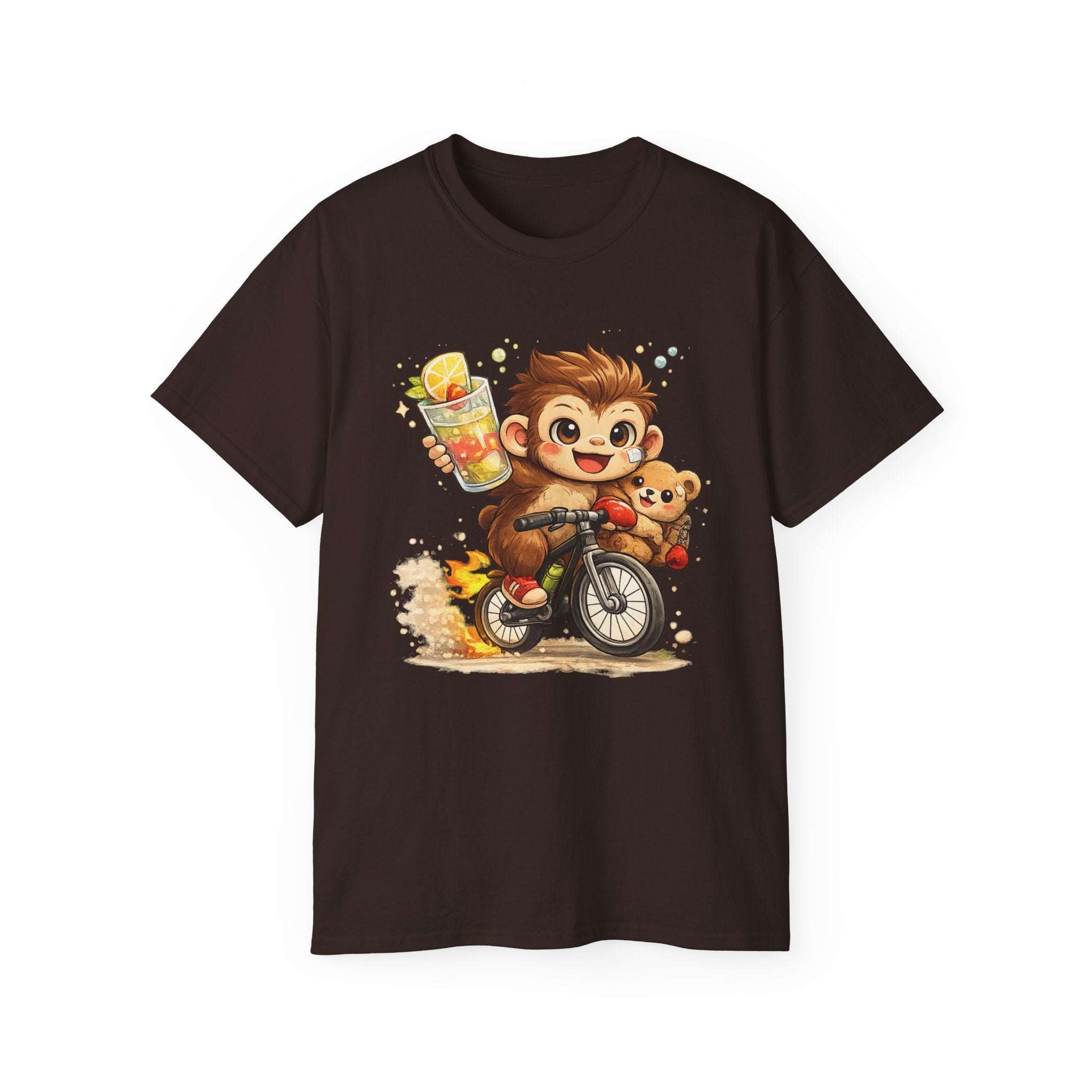 Cute Hedgehog Riding Bike T‑Shirt — Adorable Cartoon Animal Tee (With Teddy)