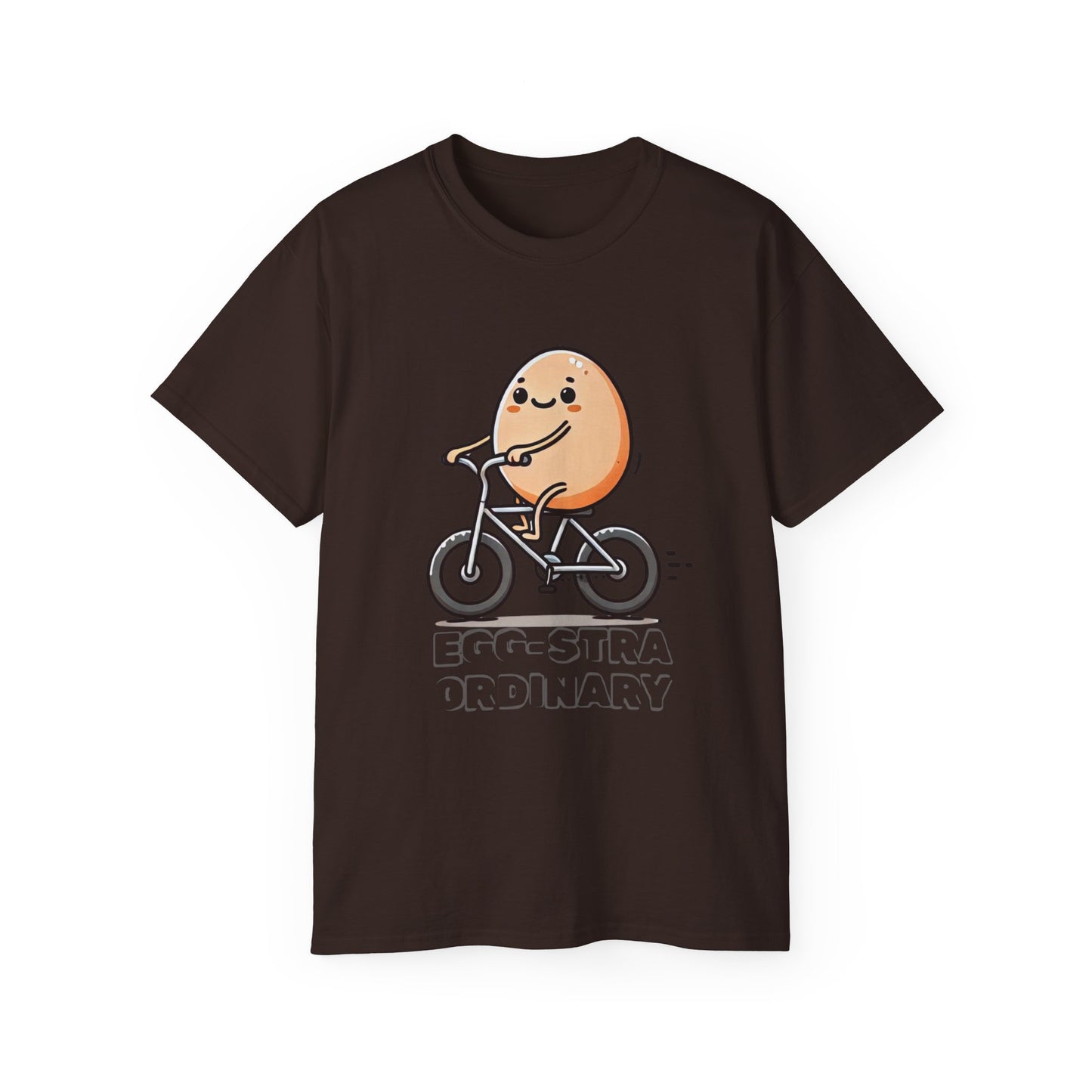 Cute Egg on Bike T-Shirt — “Eggs-tra Ordinary” Funny Cycling Tee