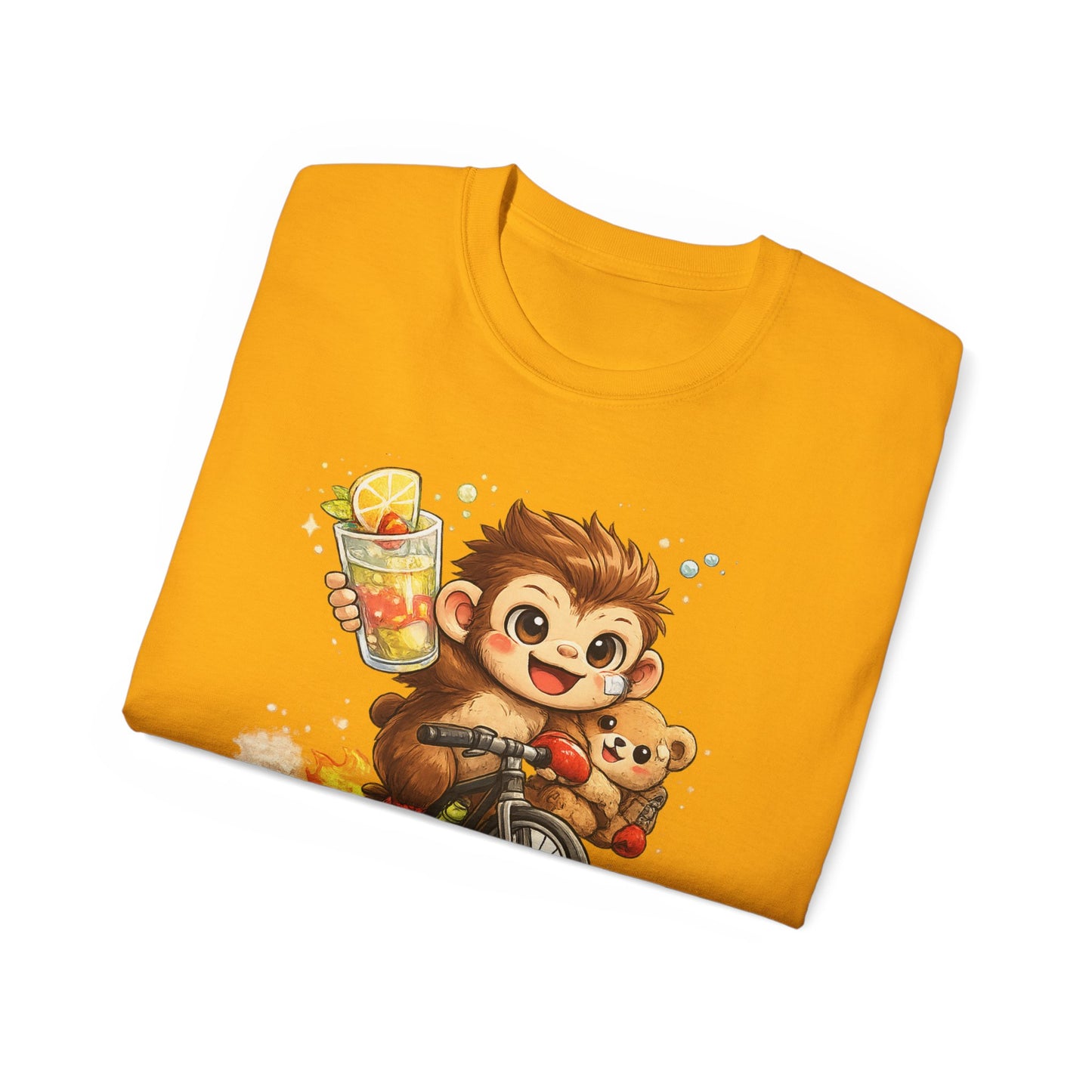 Cute Monkey on Bicycle T‑Shirt — "Oh My Love!" Graphic Tee
