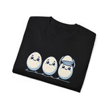 Cute Kawaii Egg Trio Graphic Tee — Adorable Chick Hatching T-Shirt