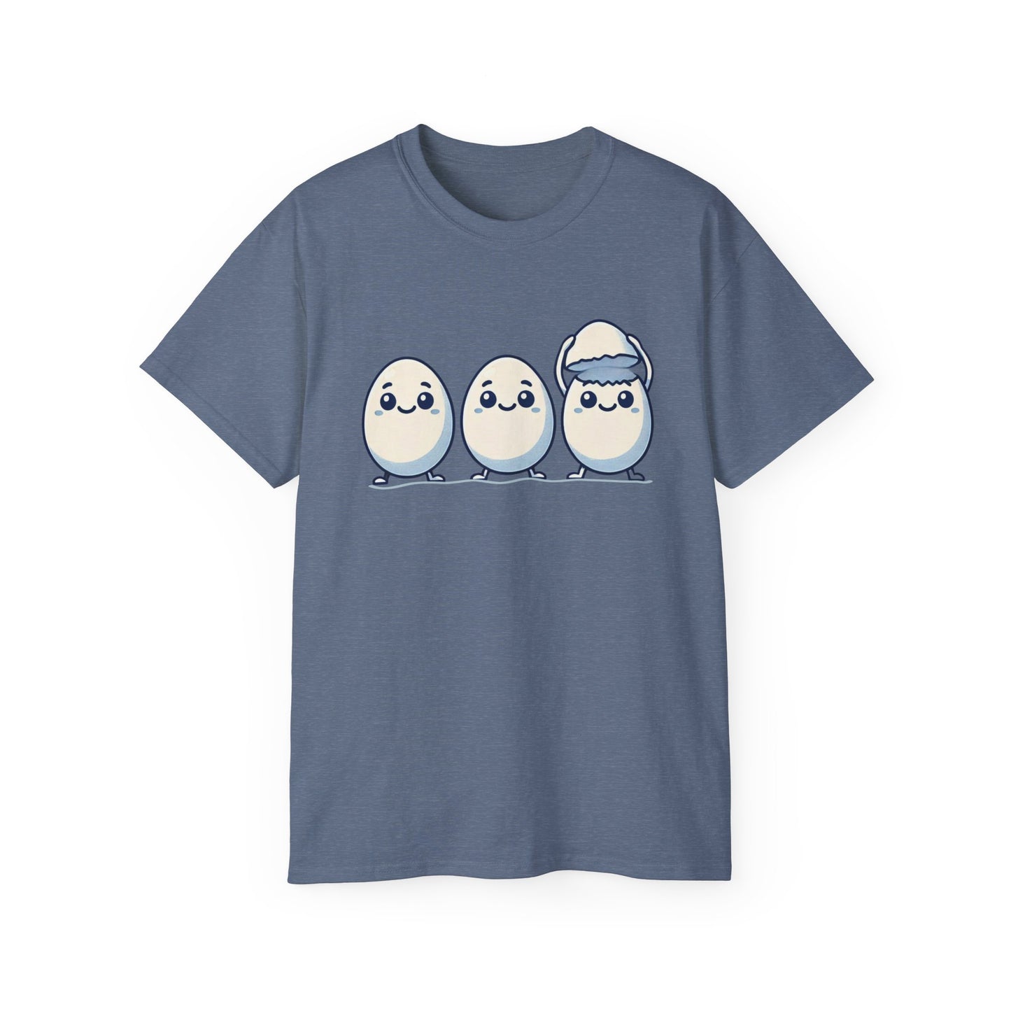 Cute Kawaii Egg Trio Graphic Tee — Adorable Chick Hatching T-Shirt