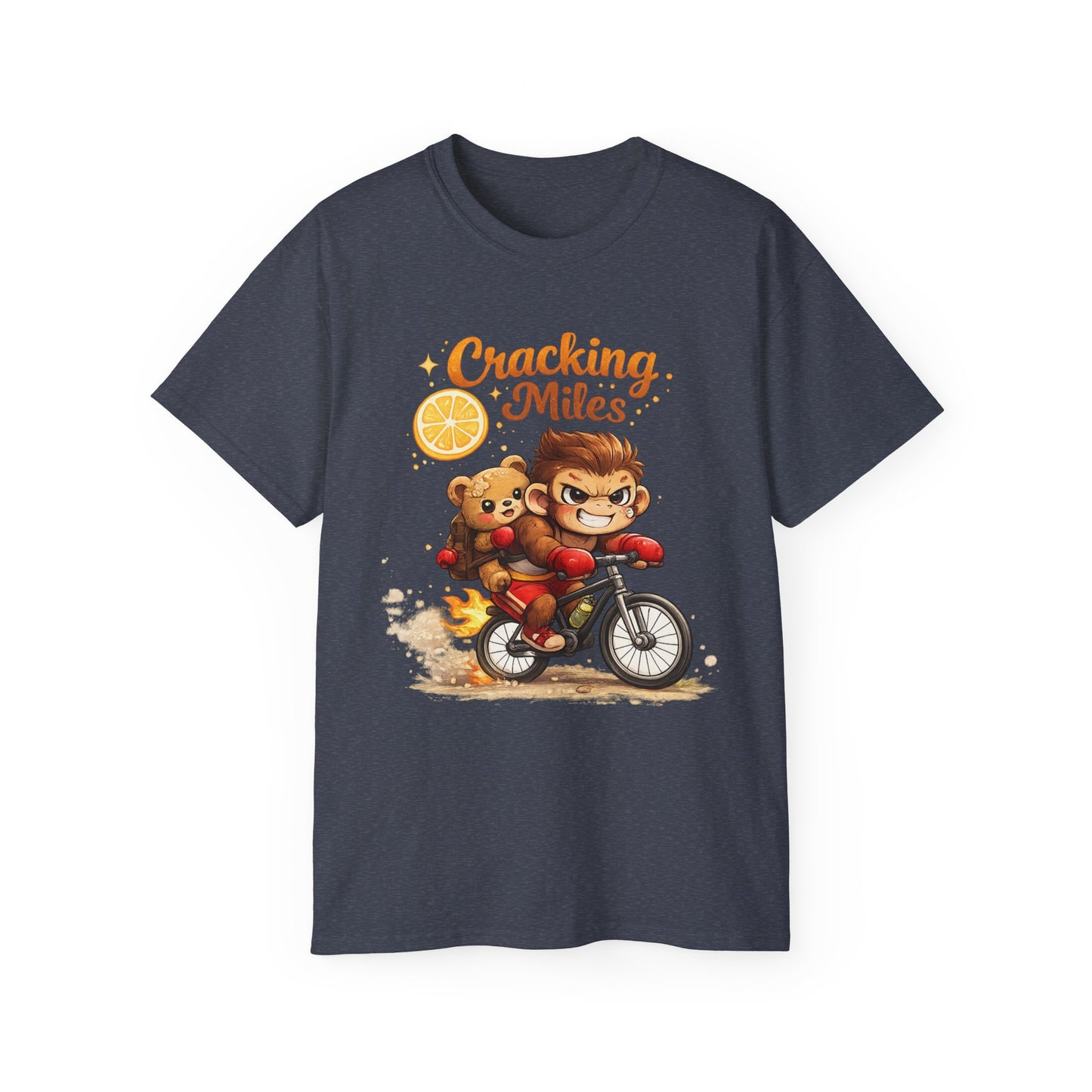 Cracking Miles Monkey Bike Tee — Cute Bear Rider Graphic T-Shirt