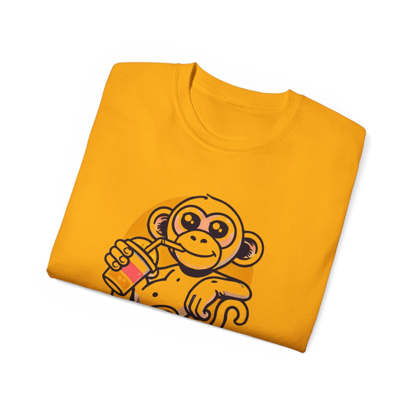 Life Is Good Monkey T‑Shirt — Cute Cartoon Monkey Drinking Juice Tee
