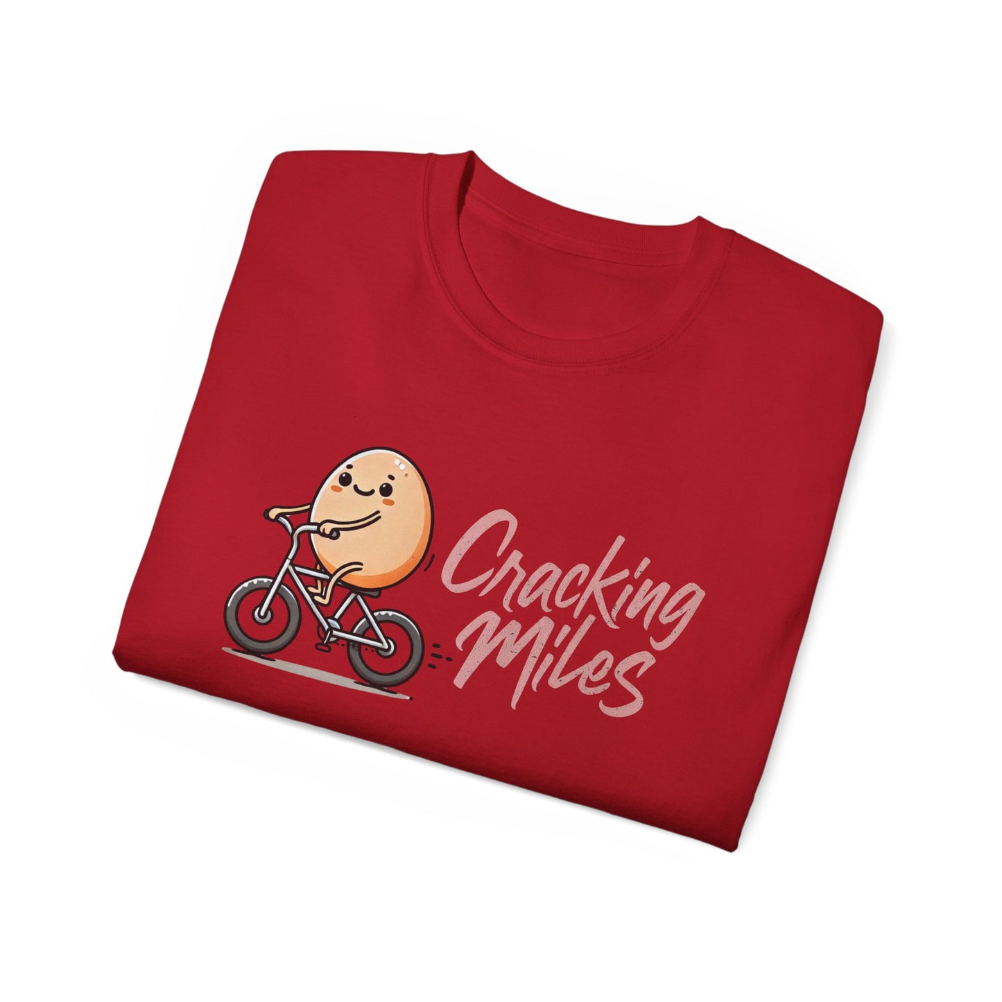 Cracking Miles Cycling T‑Shirt — Cute Egg Biker Tee