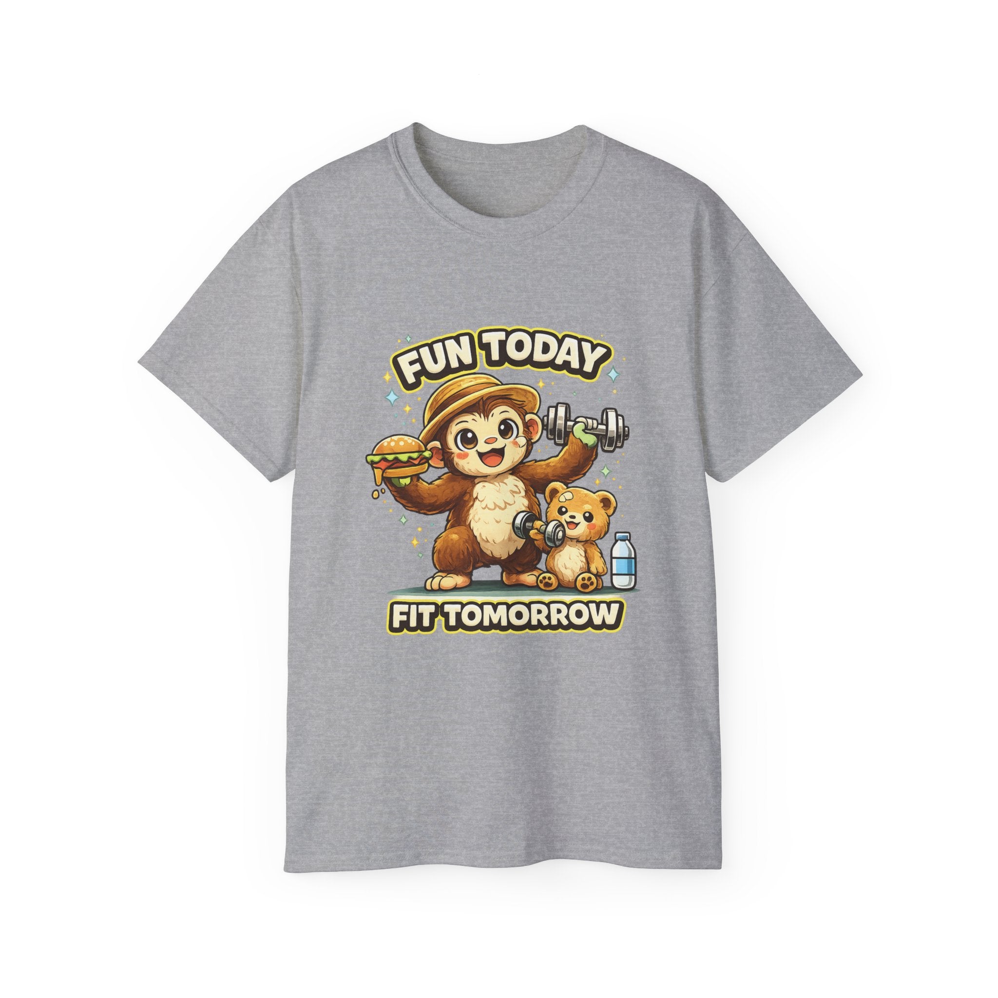T-Shirt — “Fun Today, Fit Tomorrow” Sloth Workout Graphic Tee