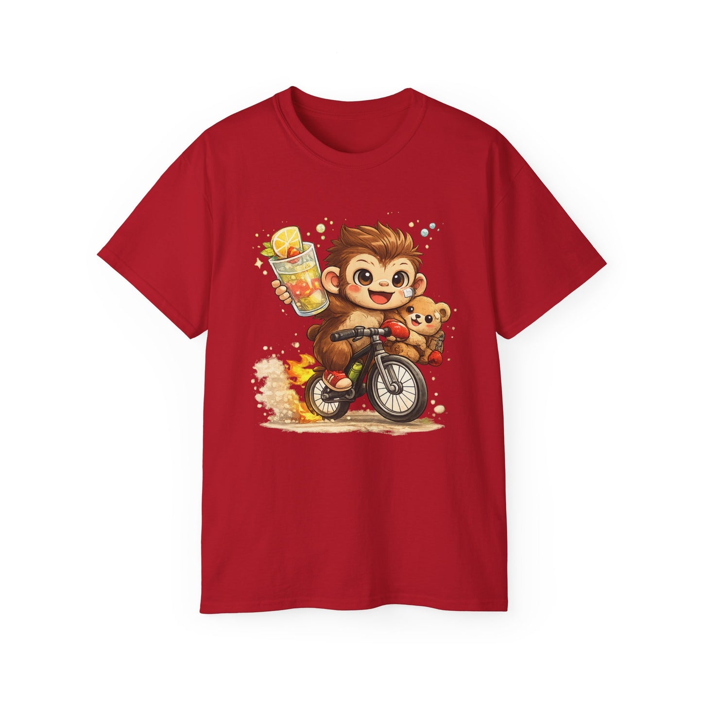 Cute Hedgehog Riding Bike T‑Shirt — Adorable Cartoon Animal Tee (With Teddy)