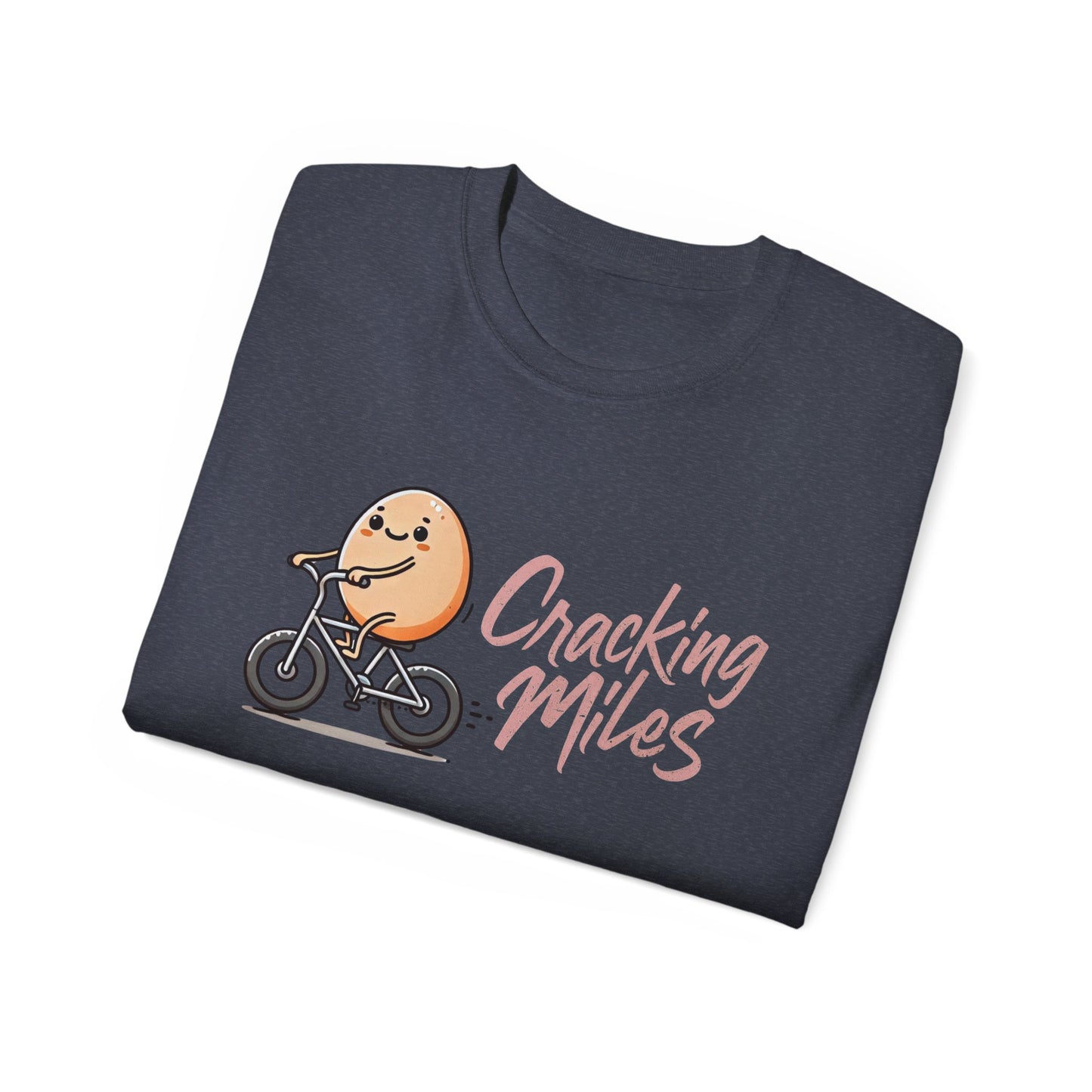 Cracking Miles Cycling T‑Shirt — Cute Egg Biker Tee