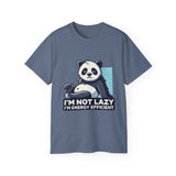 Energy Efficient Panda T-Shirt — "I'm Not Lazy, I'm Energy Efficient" Cute Graphic Tee