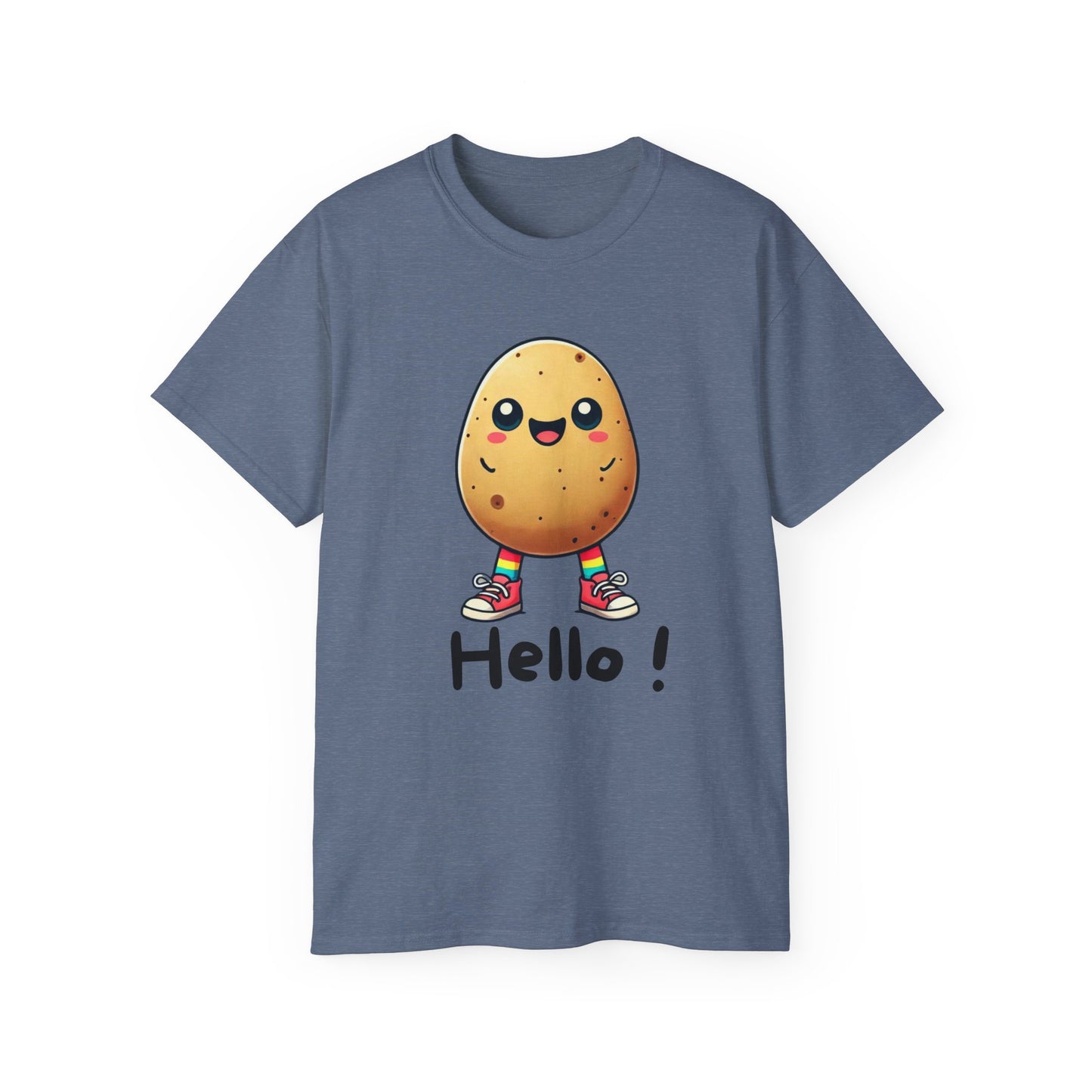 Potato Character T‑Shirt — Cute Kawaii 'Hello!' Tee