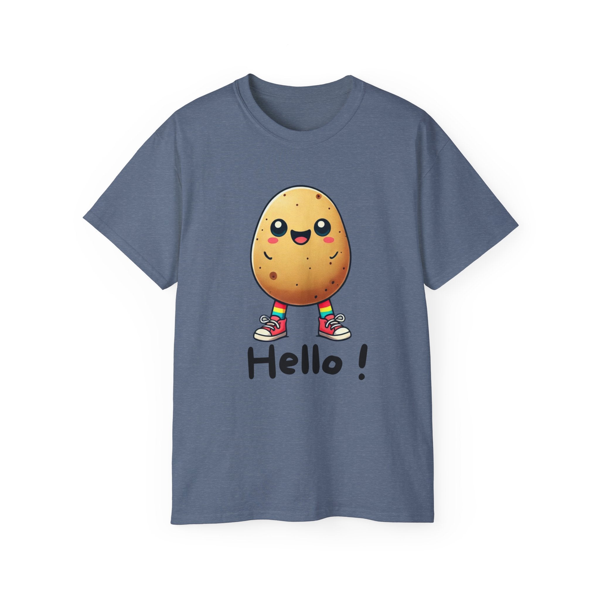 Potato Character T‑Shirt — Cute Kawaii 'Hello!' Tee