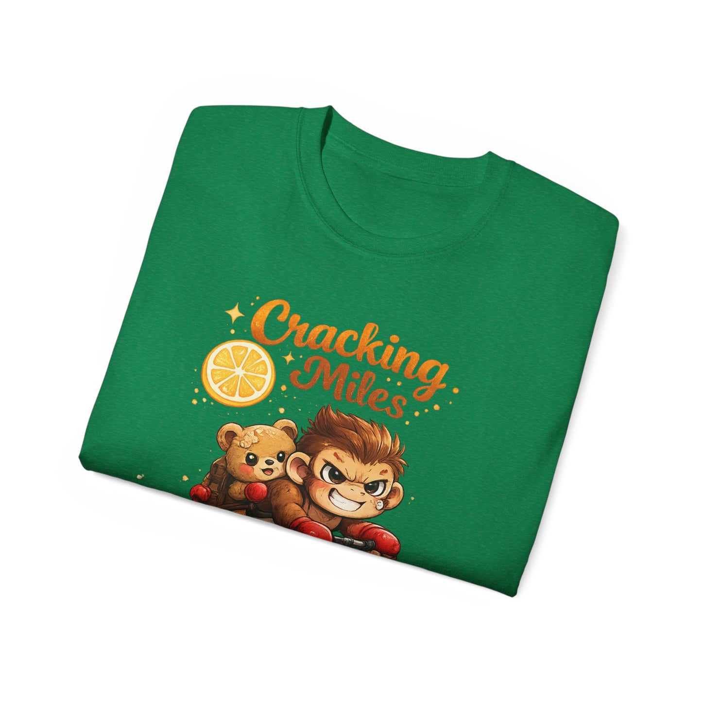 Cracking Miles Monkey Bike Tee — Cute Bear Rider Graphic T-Shirt