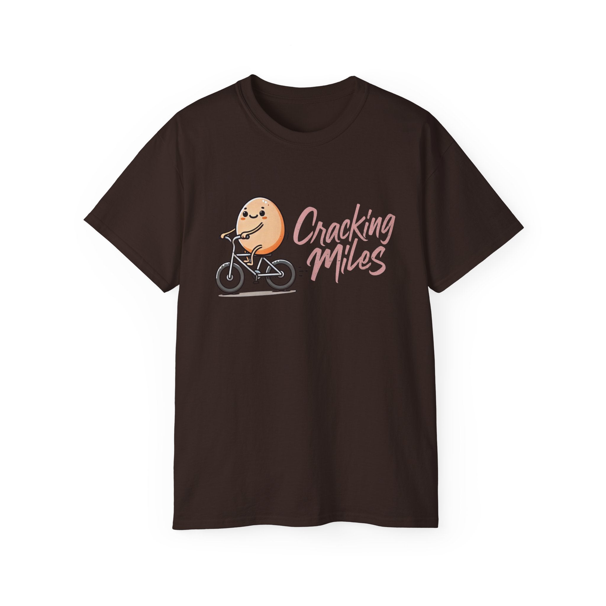 Cracking Miles Cycling T‑Shirt — Cute Egg Biker Tee