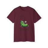 Pea Relaxing Tee — "Heya! It's A Long Time..." Funny Vegetable Graphic Shirt