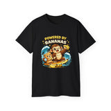 Powered by Bananas Tee — Cute Surfing Monkey & Teddy Graphic Shirt