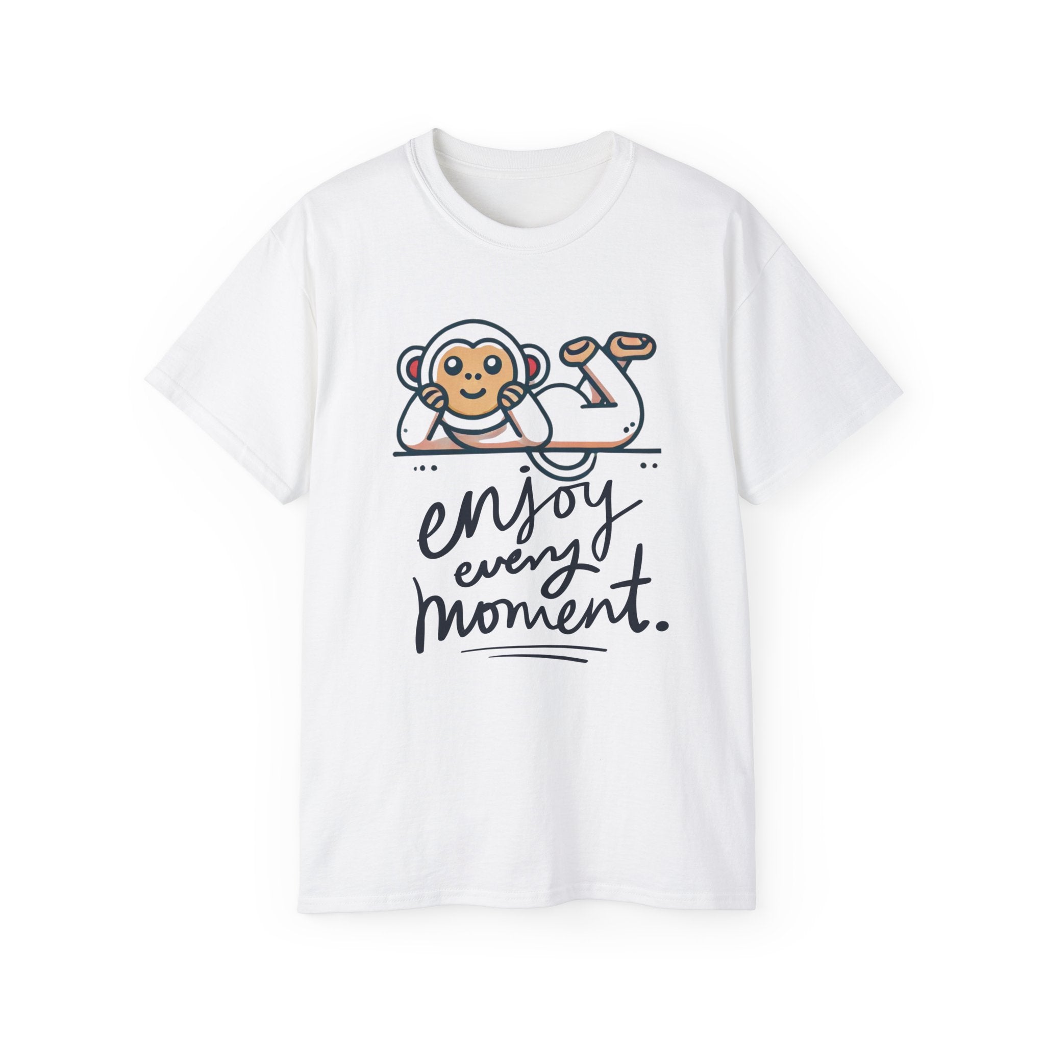 Enjoy Every Moment Tee — Cute Relaxing Monkey Graphic T-Shirt