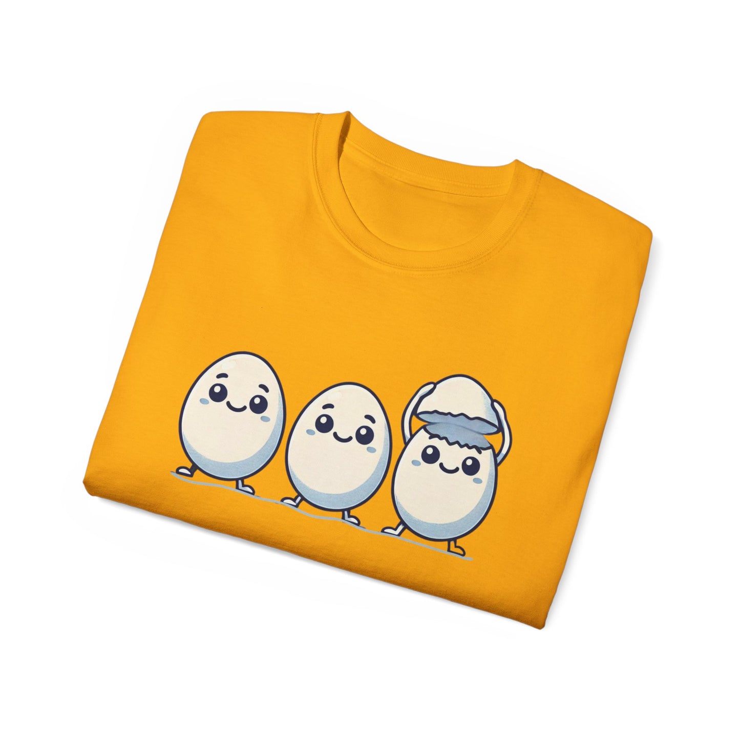 Cute Kawaii Egg Trio Graphic Tee — Adorable Chick Hatching T-Shirt