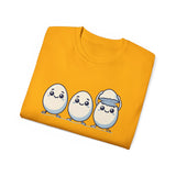 Cute Kawaii Egg Trio Graphic Tee — Adorable Chick Hatching T-Shirt