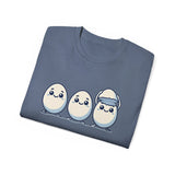 Cute Kawaii Egg Trio Graphic Tee — Adorable Chick Hatching T-Shirt