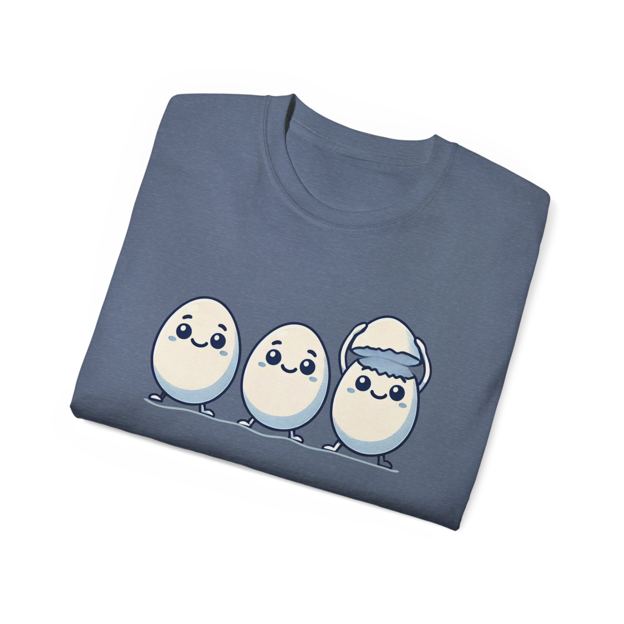Cute Kawaii Egg Trio Graphic Tee — Adorable Chick Hatching T-Shirt