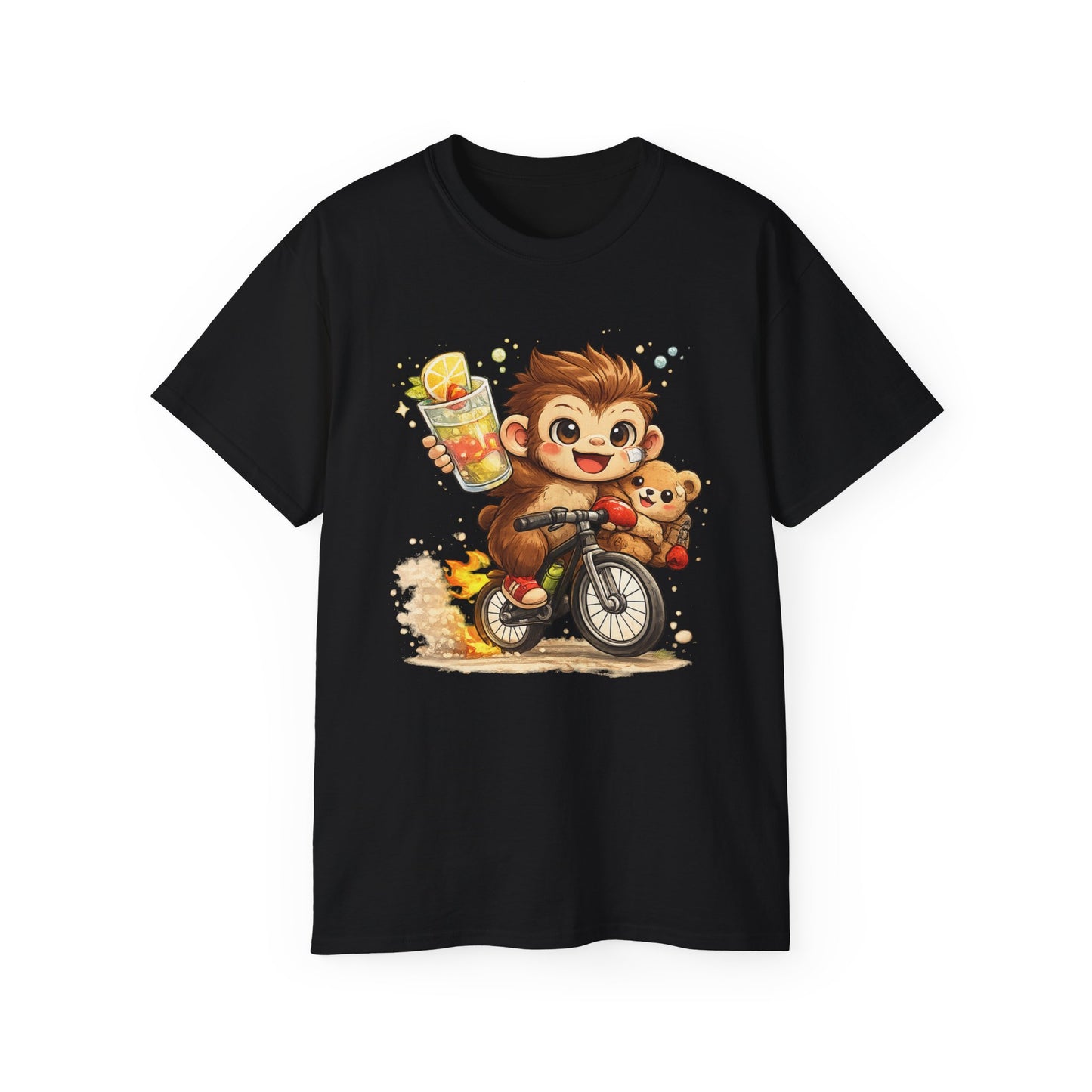 Cute Hedgehog Riding Bike T‑Shirt — Adorable Cartoon Animal Tee (With Teddy)