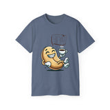 Coffee Bean Cartoon Tee — "Heya!" Cute Morning Coffee T-Shirt