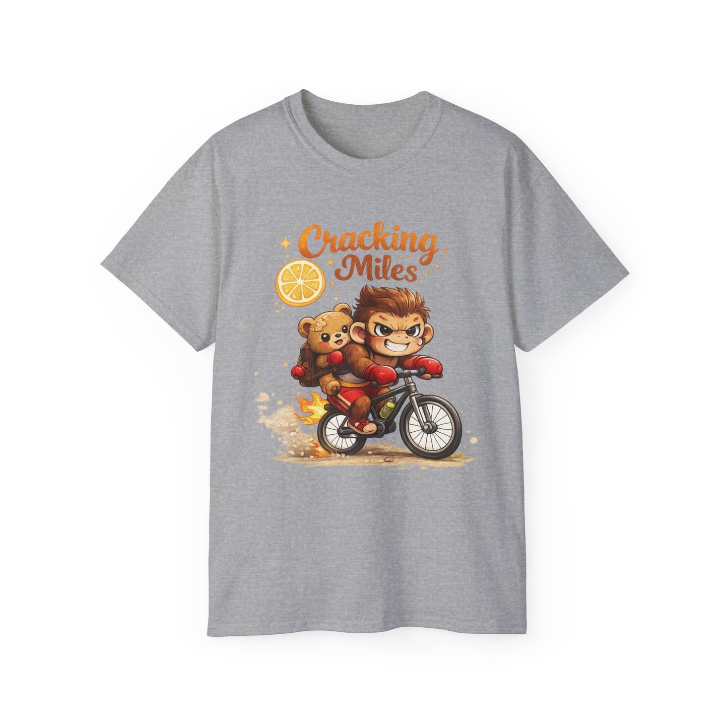 Cracking Miles Monkey Bike Tee — Cute Bear Rider Graphic T-Shirt
