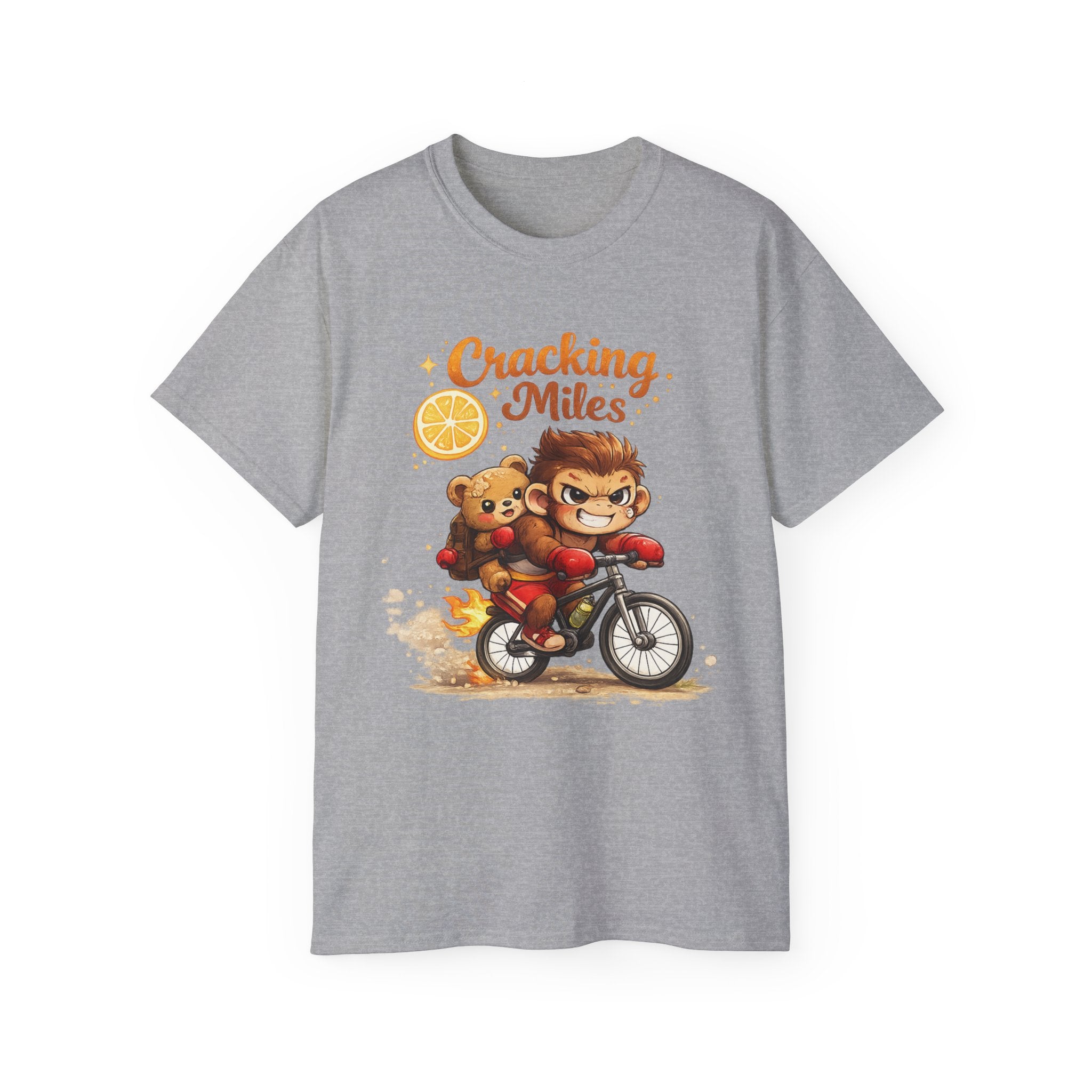 Cracking Miles Monkey Bike Tee — Cute Bear Rider Graphic T-Shirt