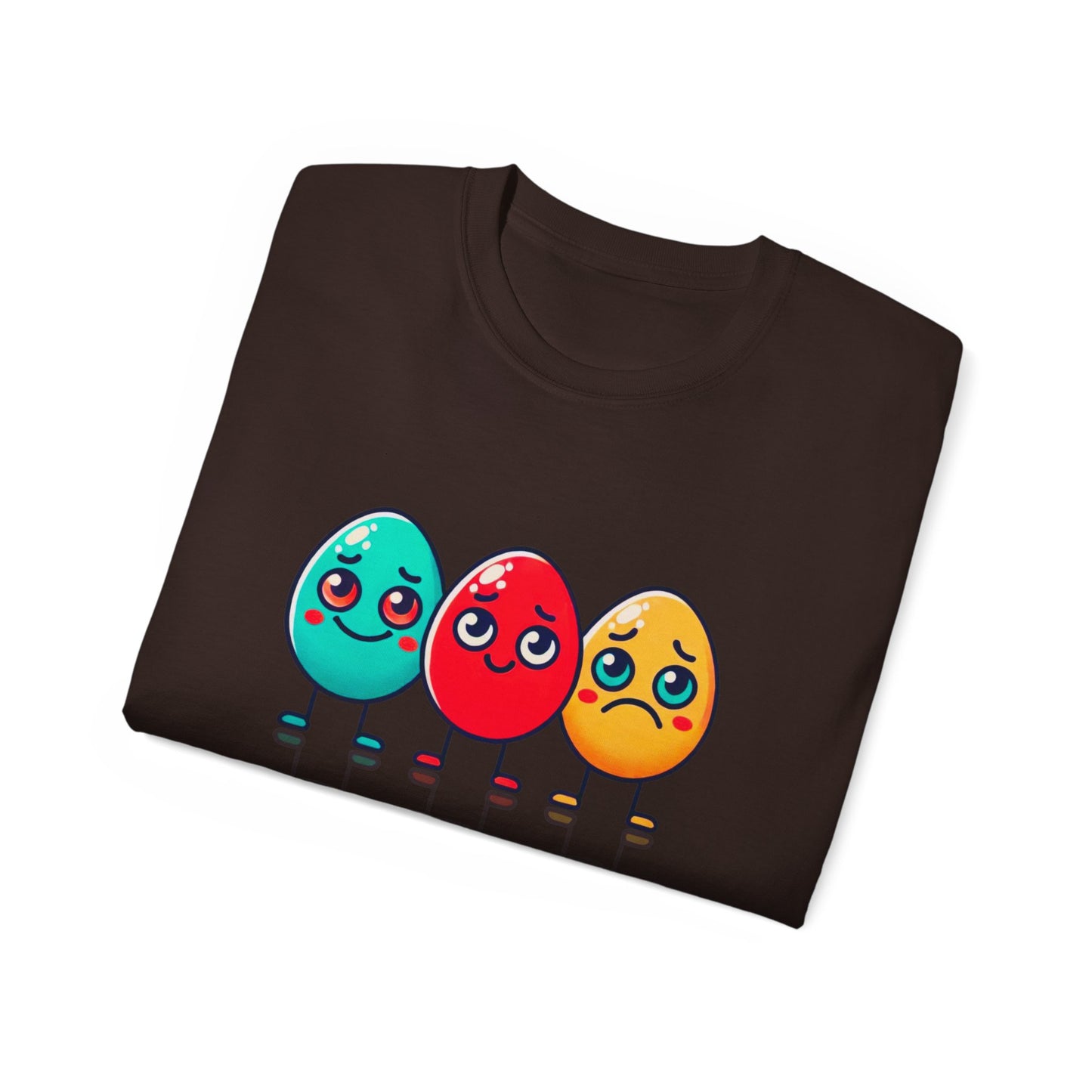 Cute Easter Egg Trio T‑Shirt — Colorful Cartoon Eggs Graphic Tee