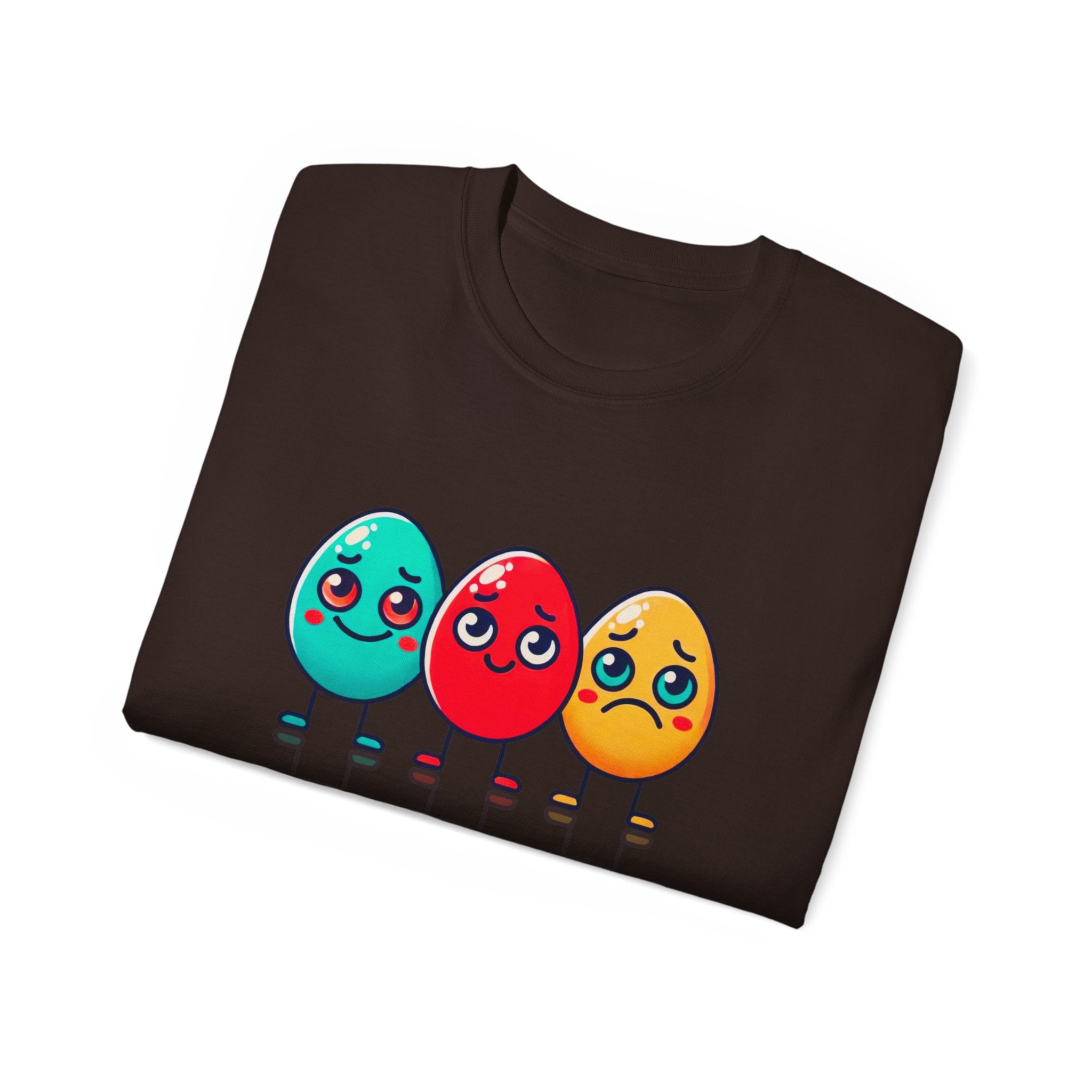 Cute Easter Egg Trio T‑Shirt — Colorful Cartoon Eggs Graphic Tee