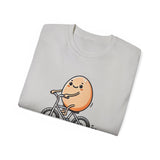 Cute Egg on Bike T-Shirt — “Eggs-tra Ordinary” Funny Cycling Tee