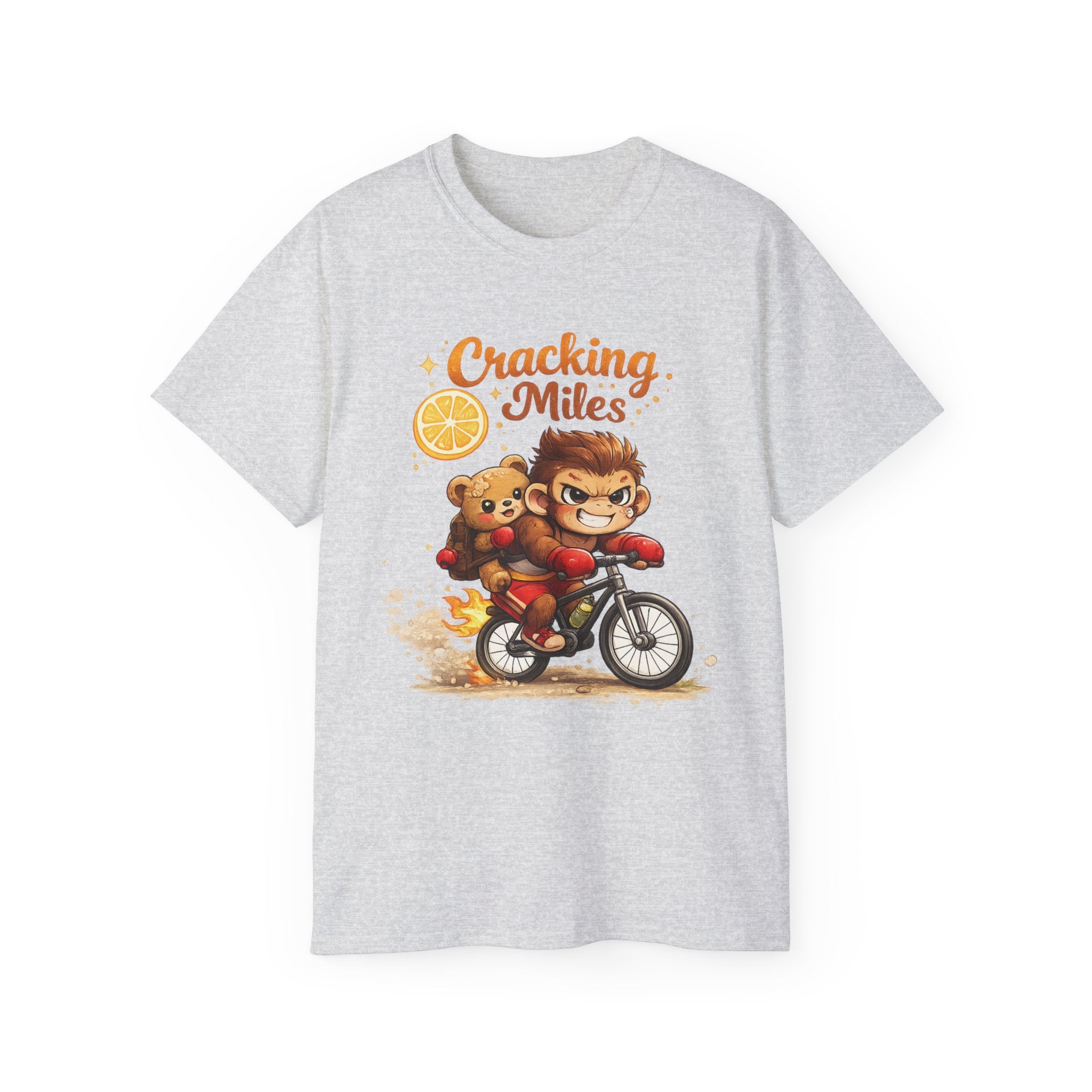 Cracking Miles Monkey Bike Tee — Cute Bear Rider Graphic T-Shirt