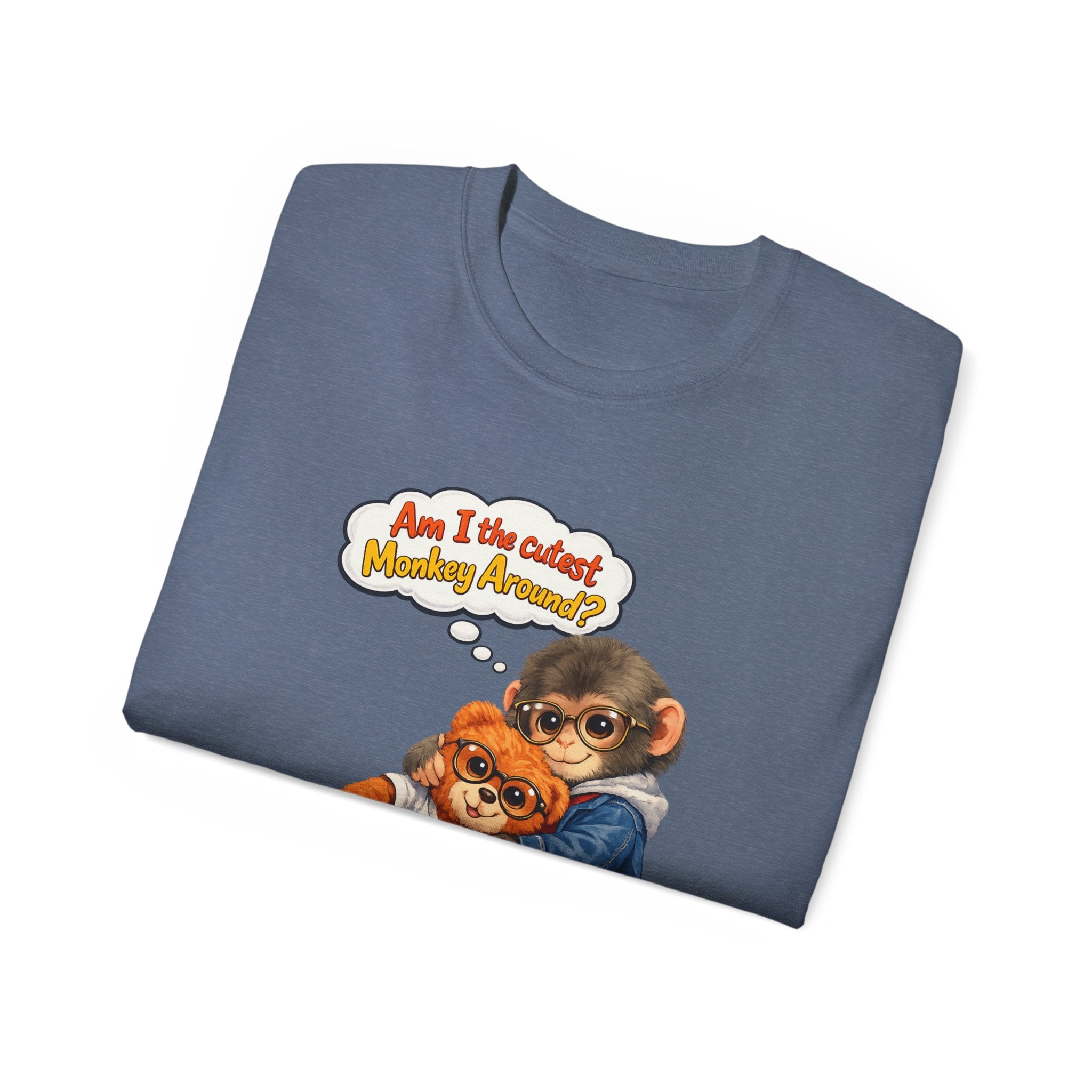 T-Shirt — 'Am I the Cutest Monkey Around?' Cute Monkey & Teddy Graphic Tee