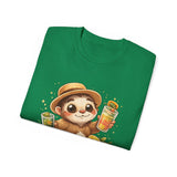 Cute Sloth Summer Tee — Sloth with Bubble Tea & Citrus Illustration Shirt