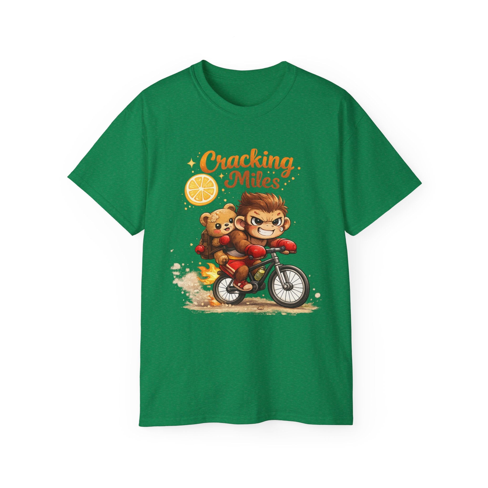 Cracking Miles Monkey Bike Tee — Cute Bear Rider Graphic T-Shirt