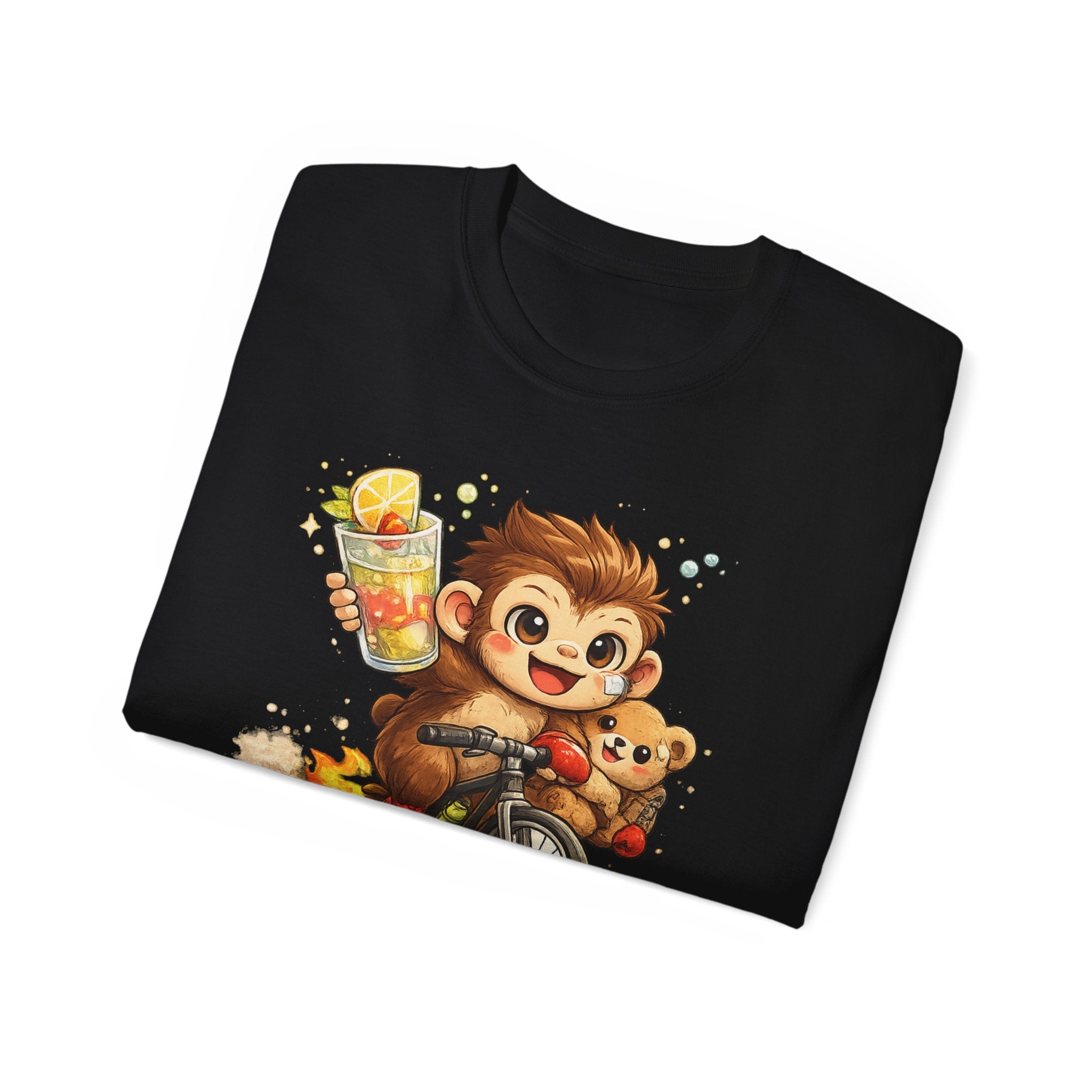 Cute Monkey on Bicycle T‑Shirt — "Oh My Love!" Graphic Tee