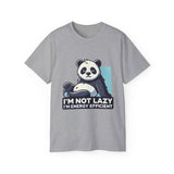 Energy Efficient Panda T-Shirt — "I'm Not Lazy, I'm Energy Efficient" Cute Graphic Tee