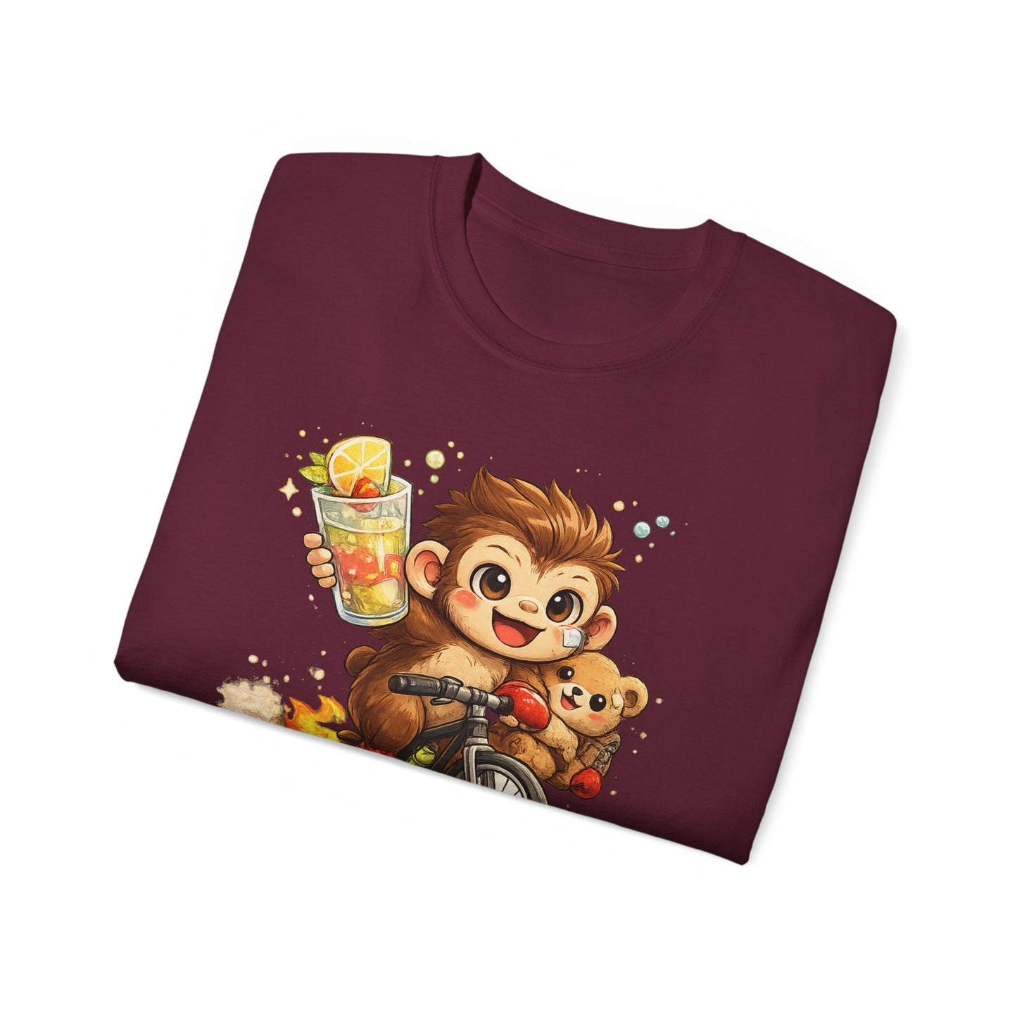 Cute Monkey on Bicycle T‑Shirt — "Oh My Love!" Graphic Tee