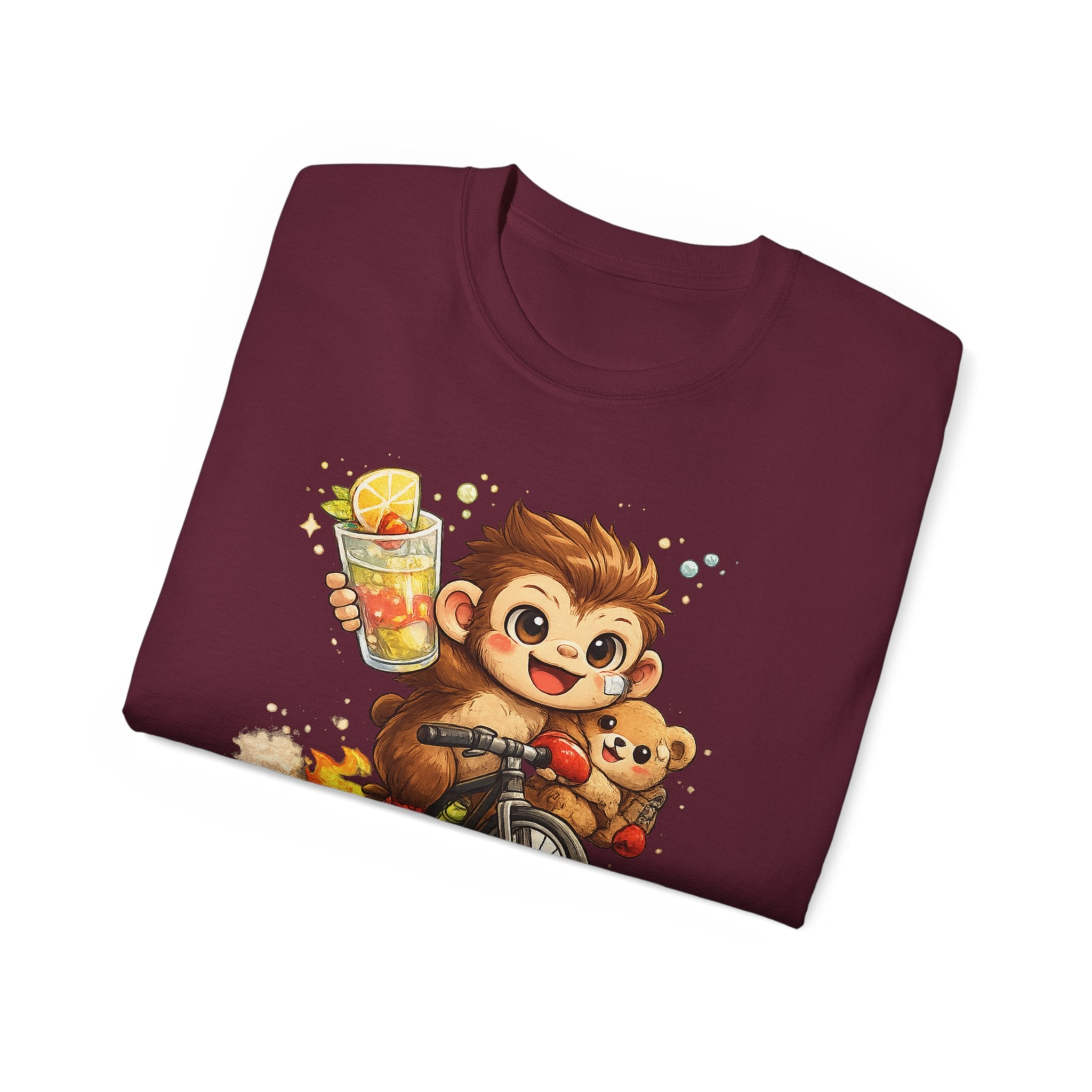 Cute Monkey on Bicycle T‑Shirt — "Oh My Love!" Graphic Tee