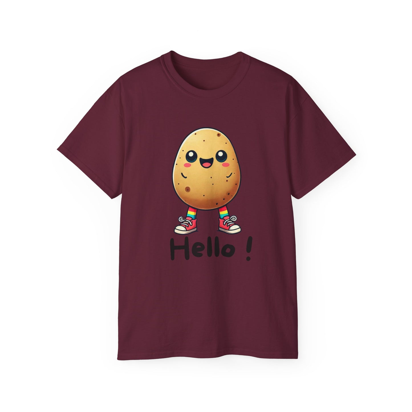 Potato Character T‑Shirt — Cute Kawaii 'Hello!' Tee