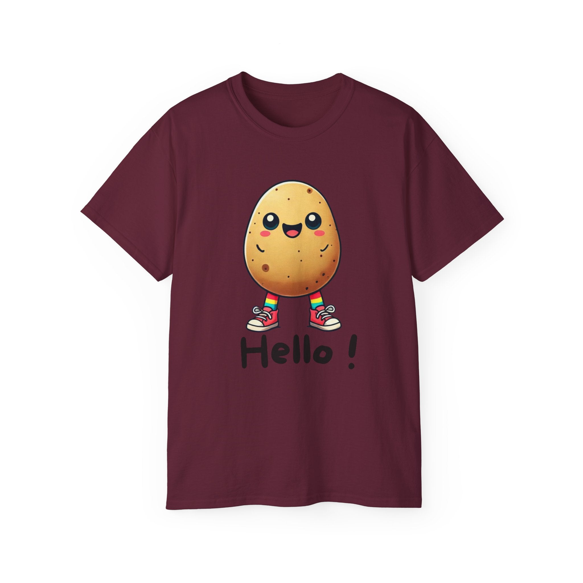 Potato Character T‑Shirt — Cute Kawaii 'Hello!' Tee